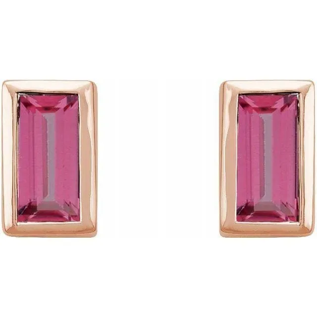 14K Rose Pink Tourmaline Bezel-Set Earrings Regard Jewelry Austin, Texas