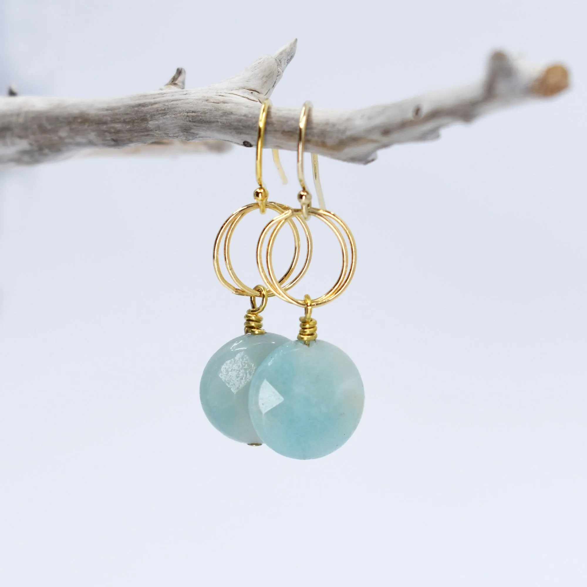 Amazonite Circle Drop Earrings