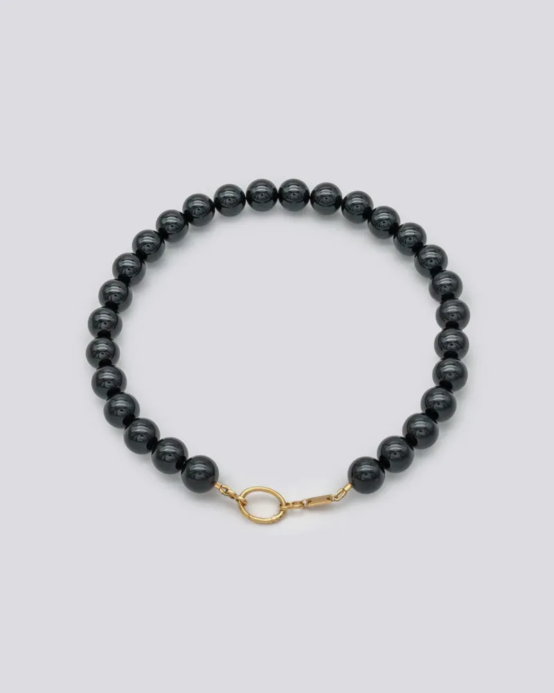 Black Onyx gold-vermeil necklace /  BOULE