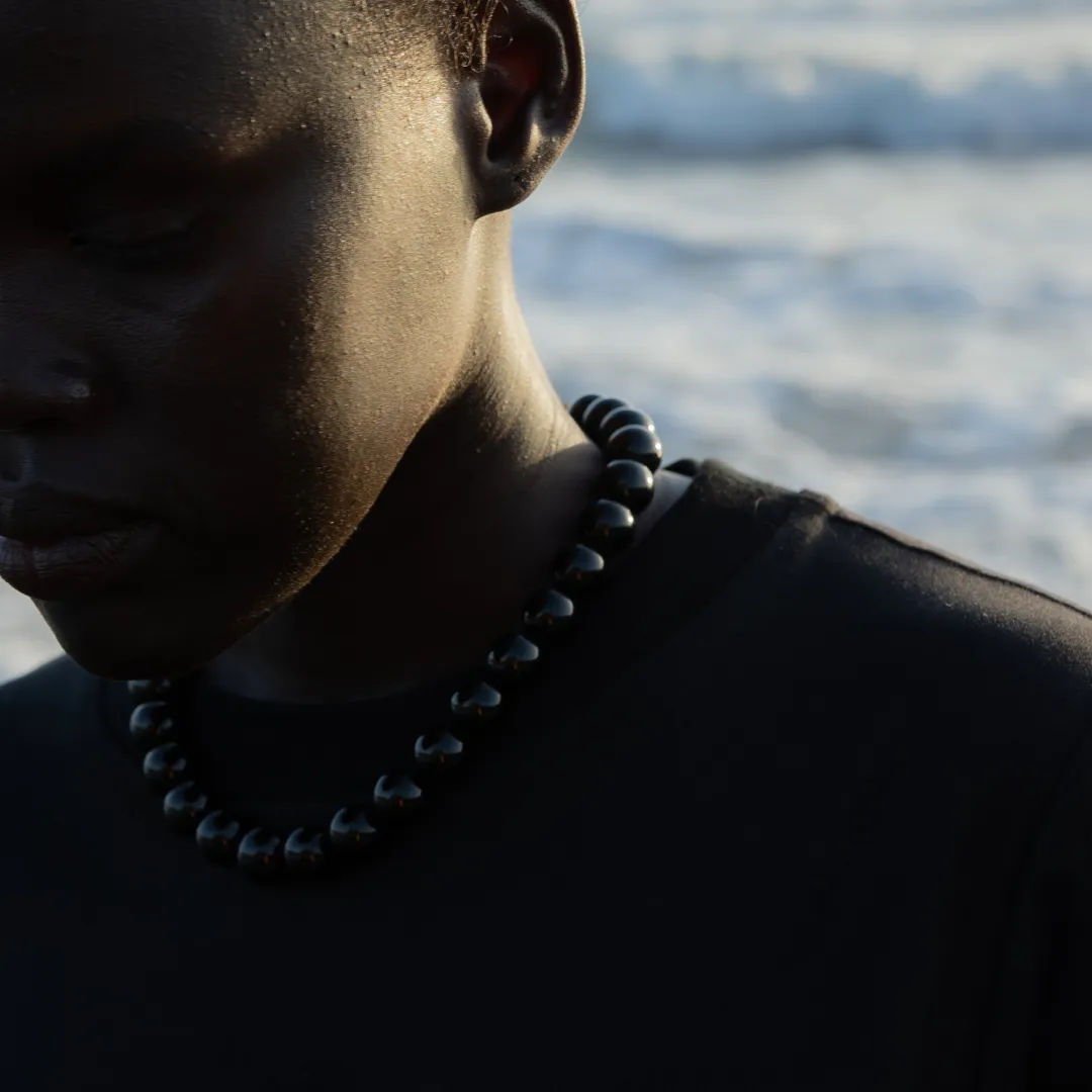 Black Onyx gold-vermeil necklace /  BOULE
