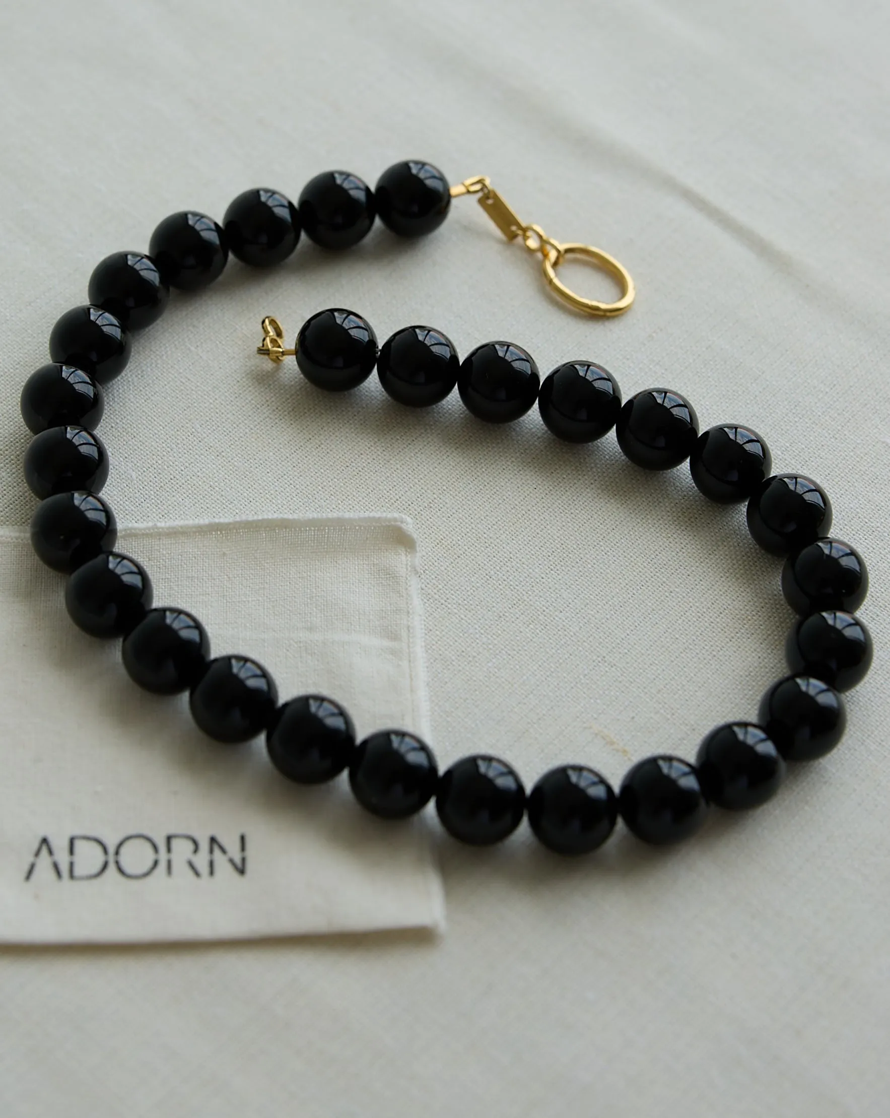 Black Onyx gold-vermeil necklace /  BOULE
