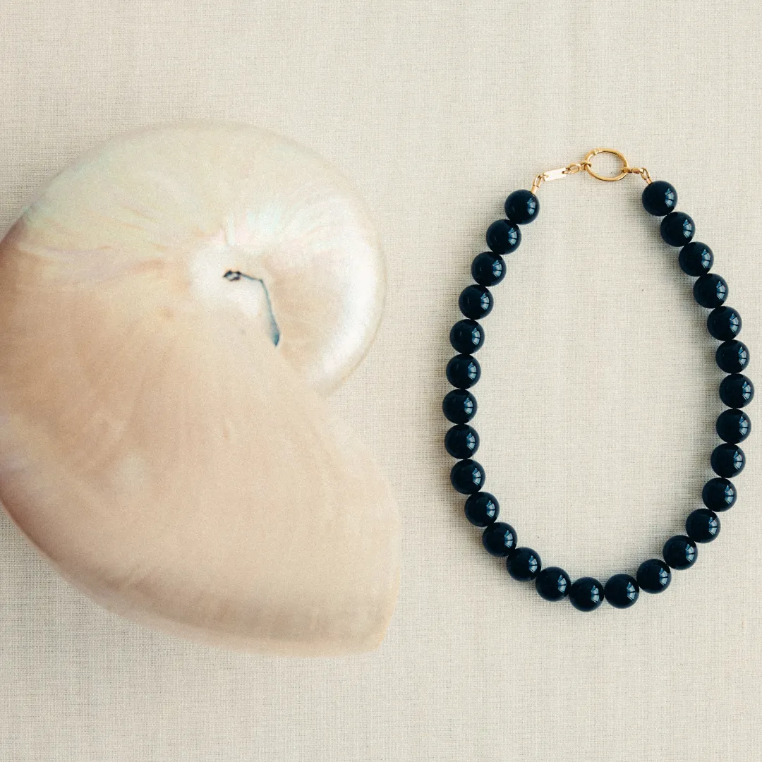 Black Onyx gold-vermeil necklace /  BOULE