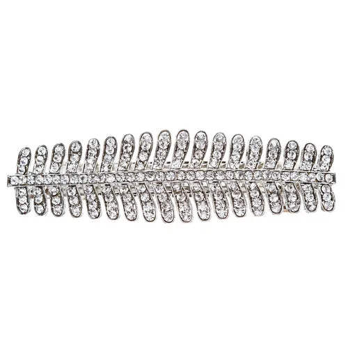 Bridal Wedding Jewelry Crystal Rhinestone Simple Chic Hair Barrette Clip Silver