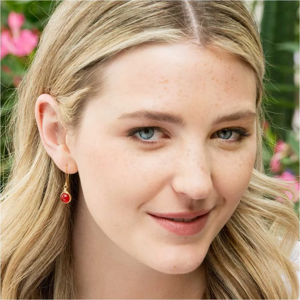 Crimson Herringbone Drop Earrings