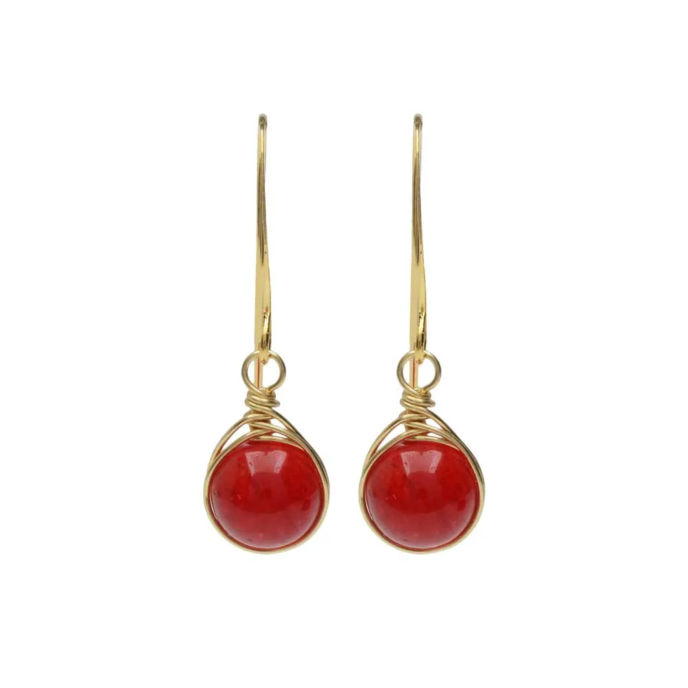 Crimson Herringbone Drop Earrings