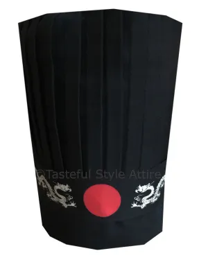 Custom Hibachi Chef Black Tall Hat and Headband Set