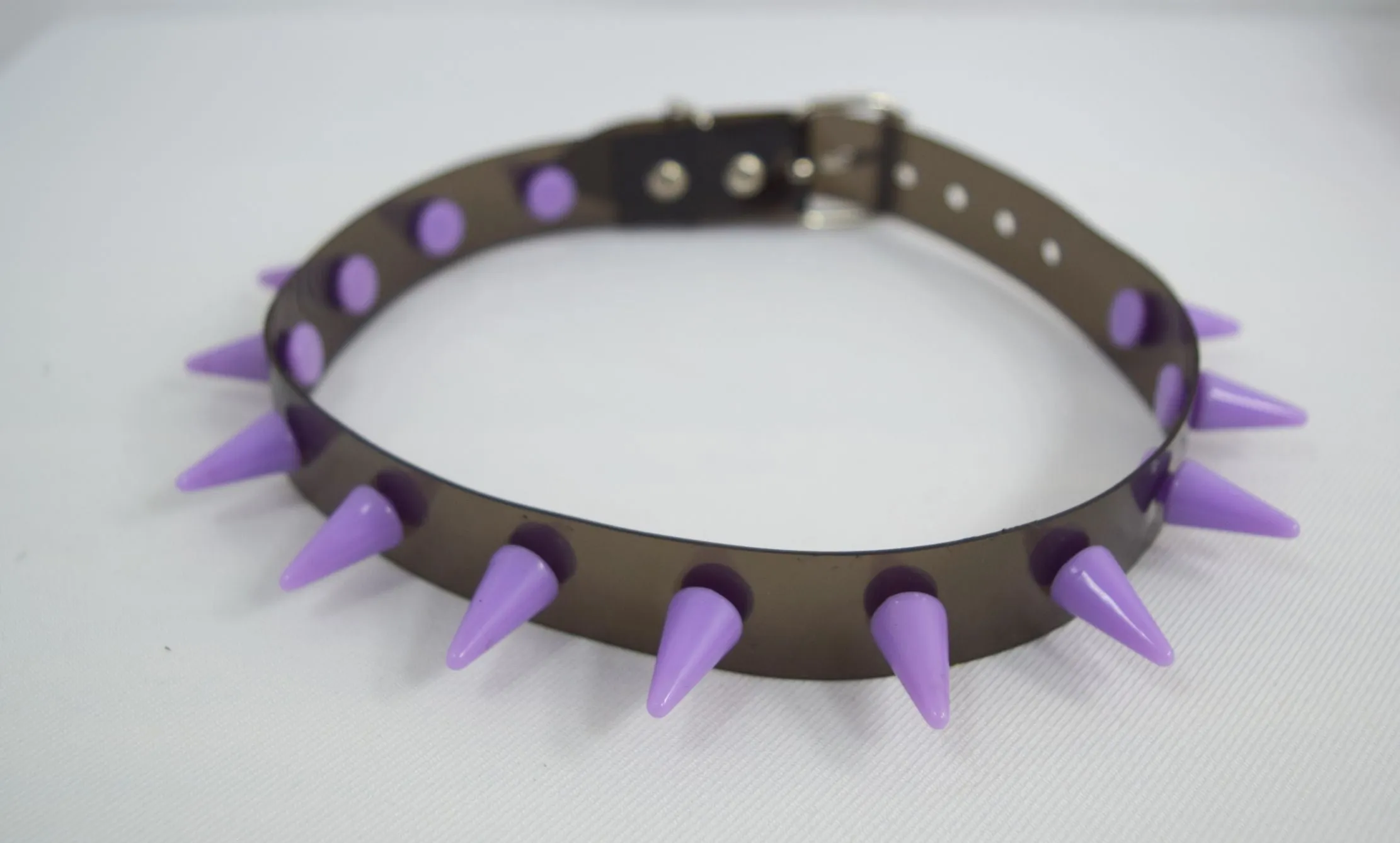 Cyber Rave Cyber Goth Fluorescent Neon Spike Collar PVC Rubber choker Necklace