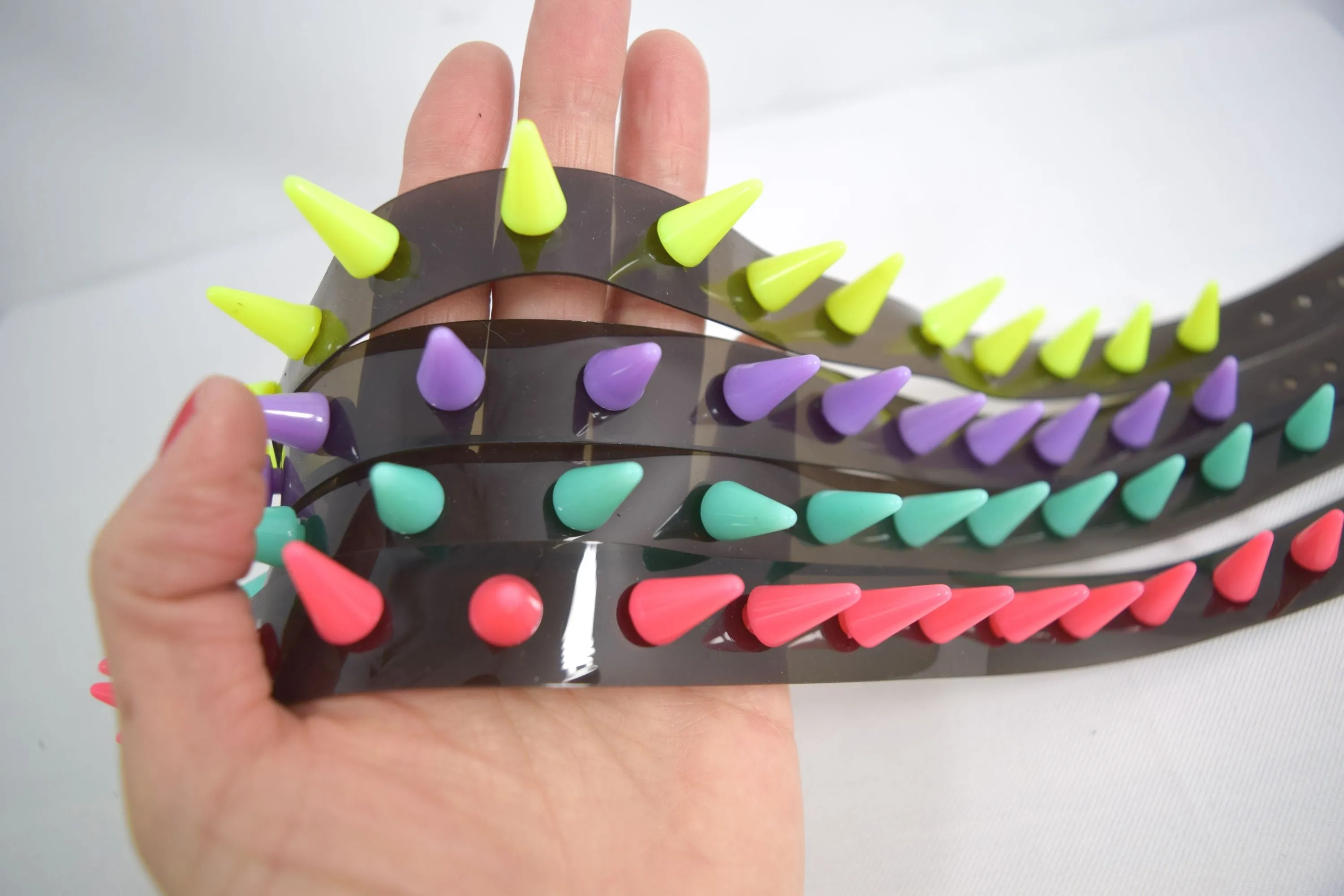 Cyber Rave Cyber Goth Fluorescent Neon Spike Collar PVC Rubber choker Necklace
