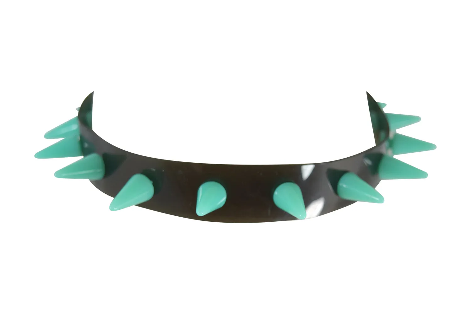 Cyber Rave Cyber Goth Fluorescent Neon Spike Collar PVC Rubber choker Necklace