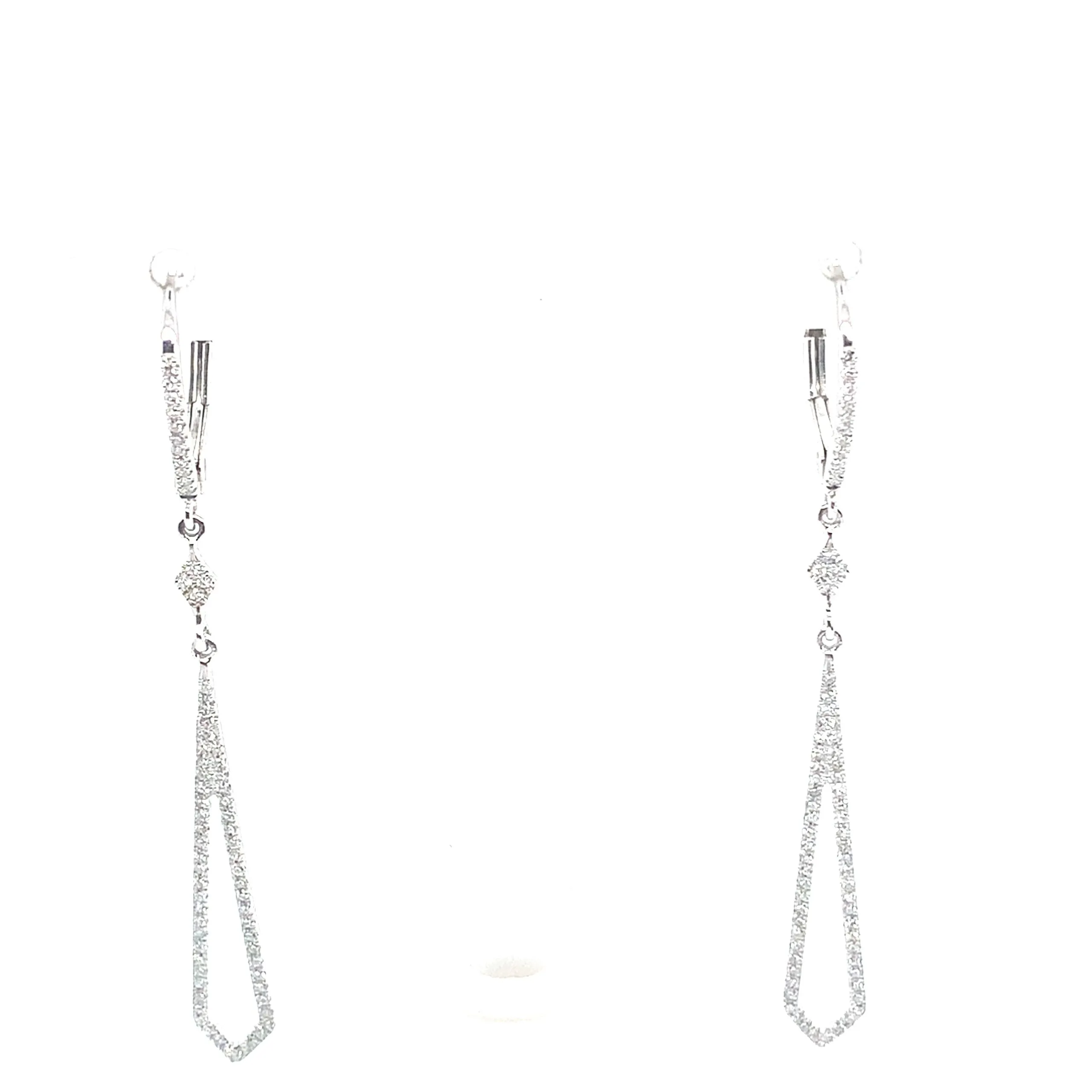 Diamond Lever Back Dangle Earrings