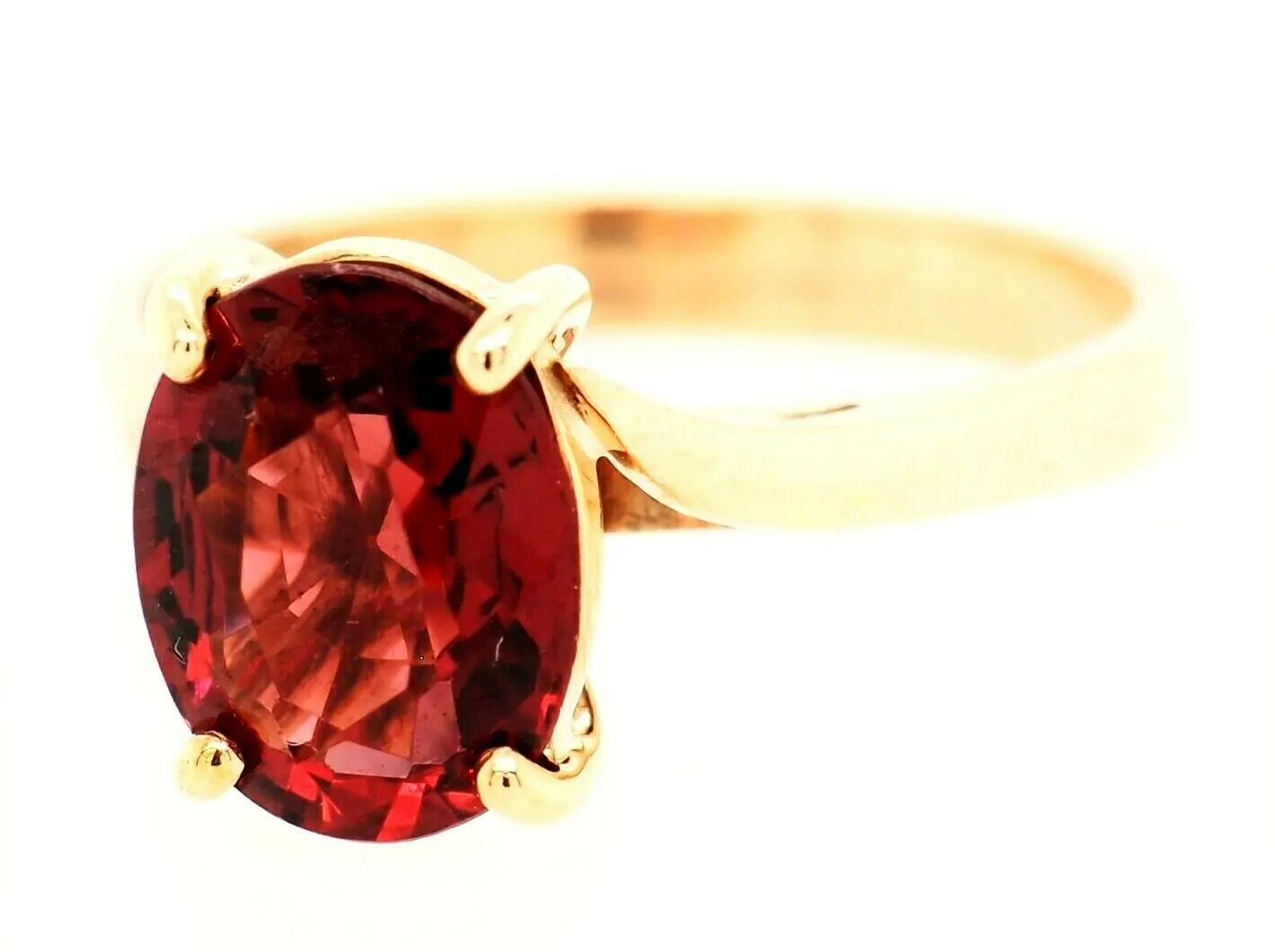 Garnet & 9ct Yellow Gold Handmade Ring - Single Stone - Fine Jewellery - Size L