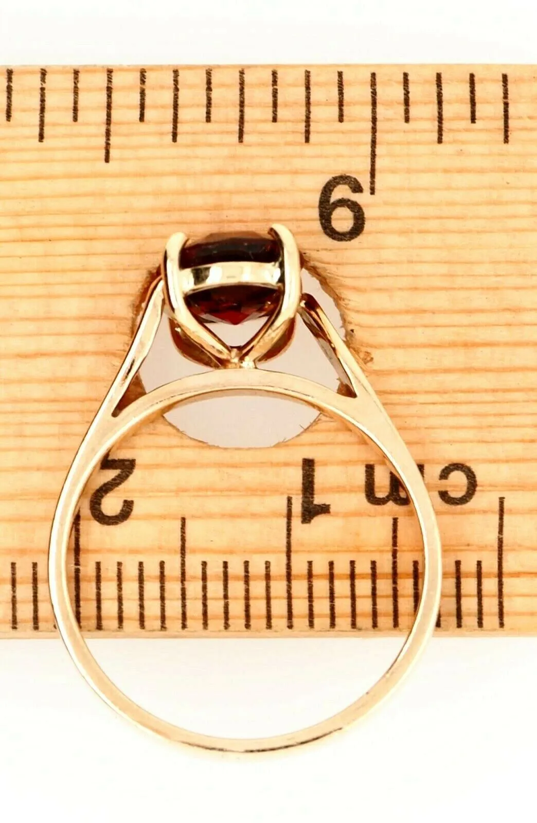 Garnet & 9ct Yellow Gold Handmade Ring - Single Stone - Fine Jewellery - Size L