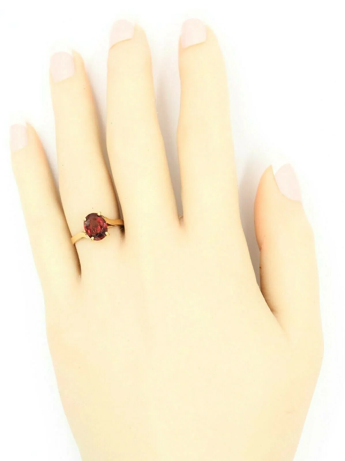 Garnet & 9ct Yellow Gold Handmade Ring - Single Stone - Fine Jewellery - Size L