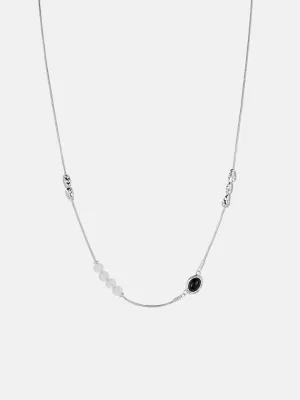 Gemstone Beaded Floating Silver Necklace
