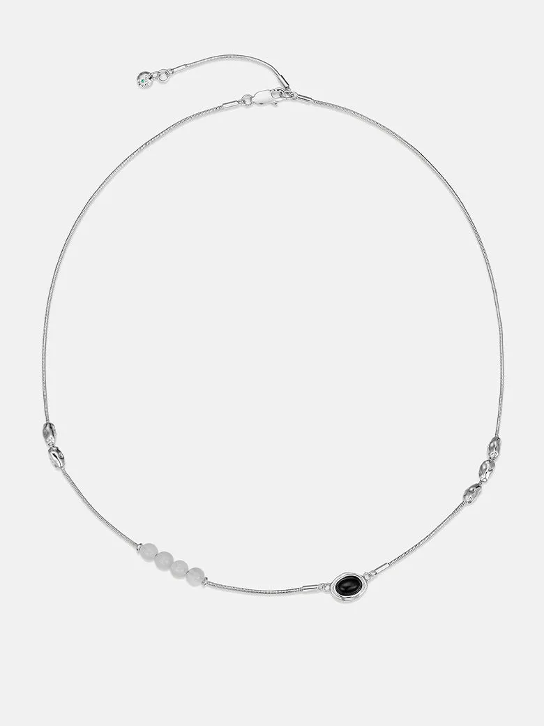 Gemstone Beaded Floating Silver Necklace