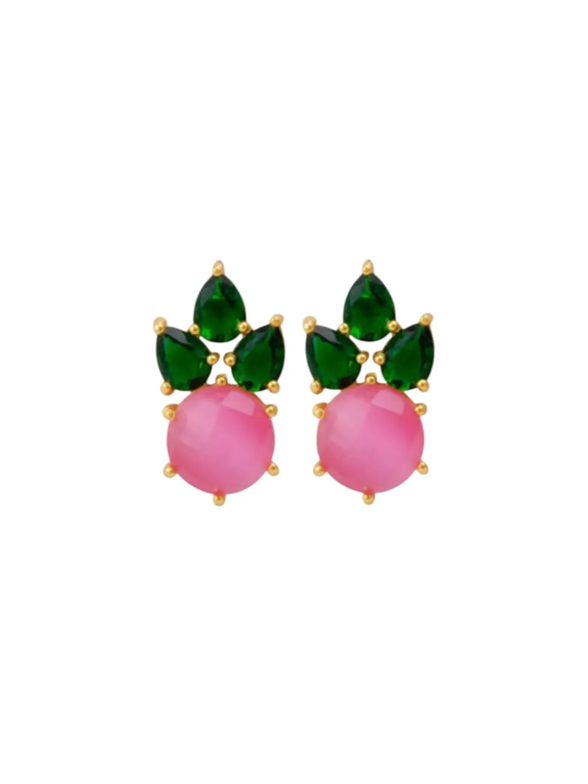GEMSTONE STUD EARRINGS - PINK/GREEN