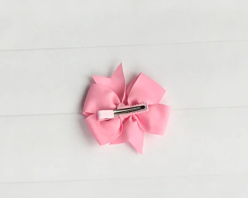 Girls Solid Color Pinwheel Hair Bows