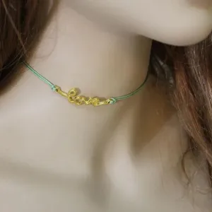 Green Cord 'Love' Choker Necklace