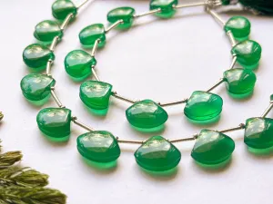 Green Onyx Fan Shape Smooth Briolette Beads