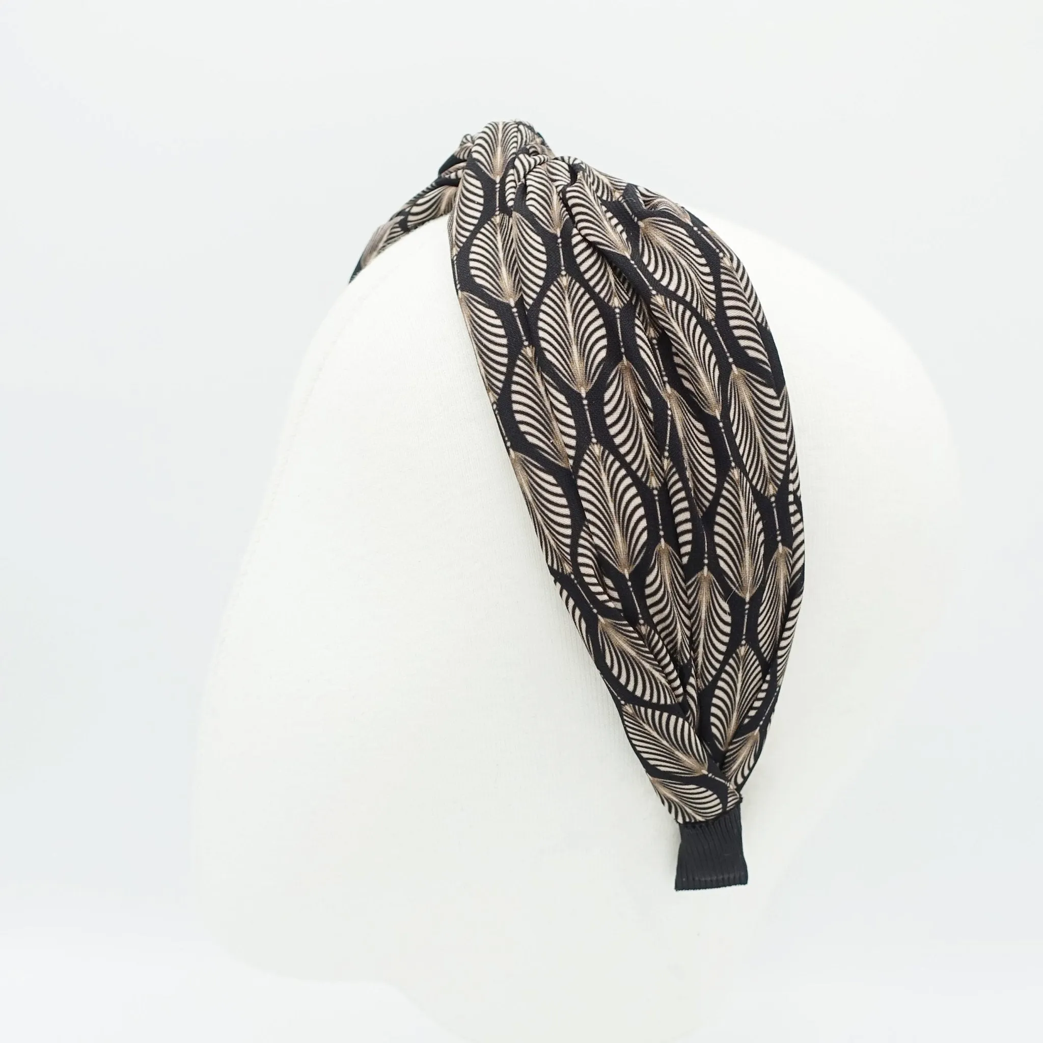 leaves print headband twist cross hairband women hair accessory