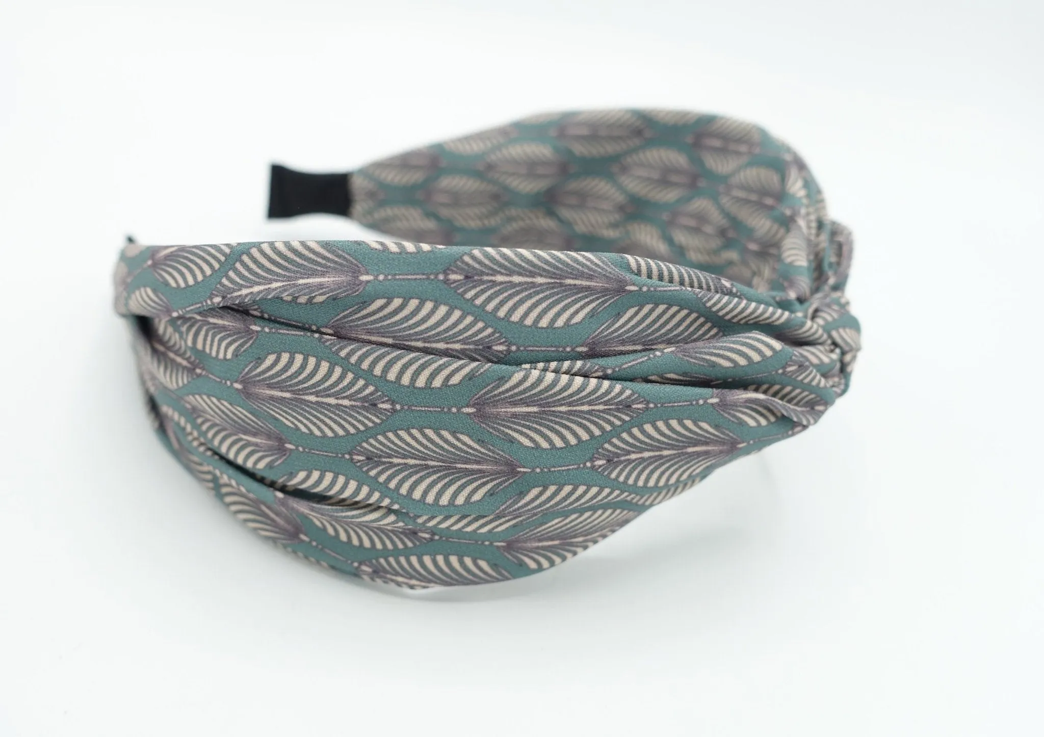 leaves print headband twist cross hairband women hair accessory