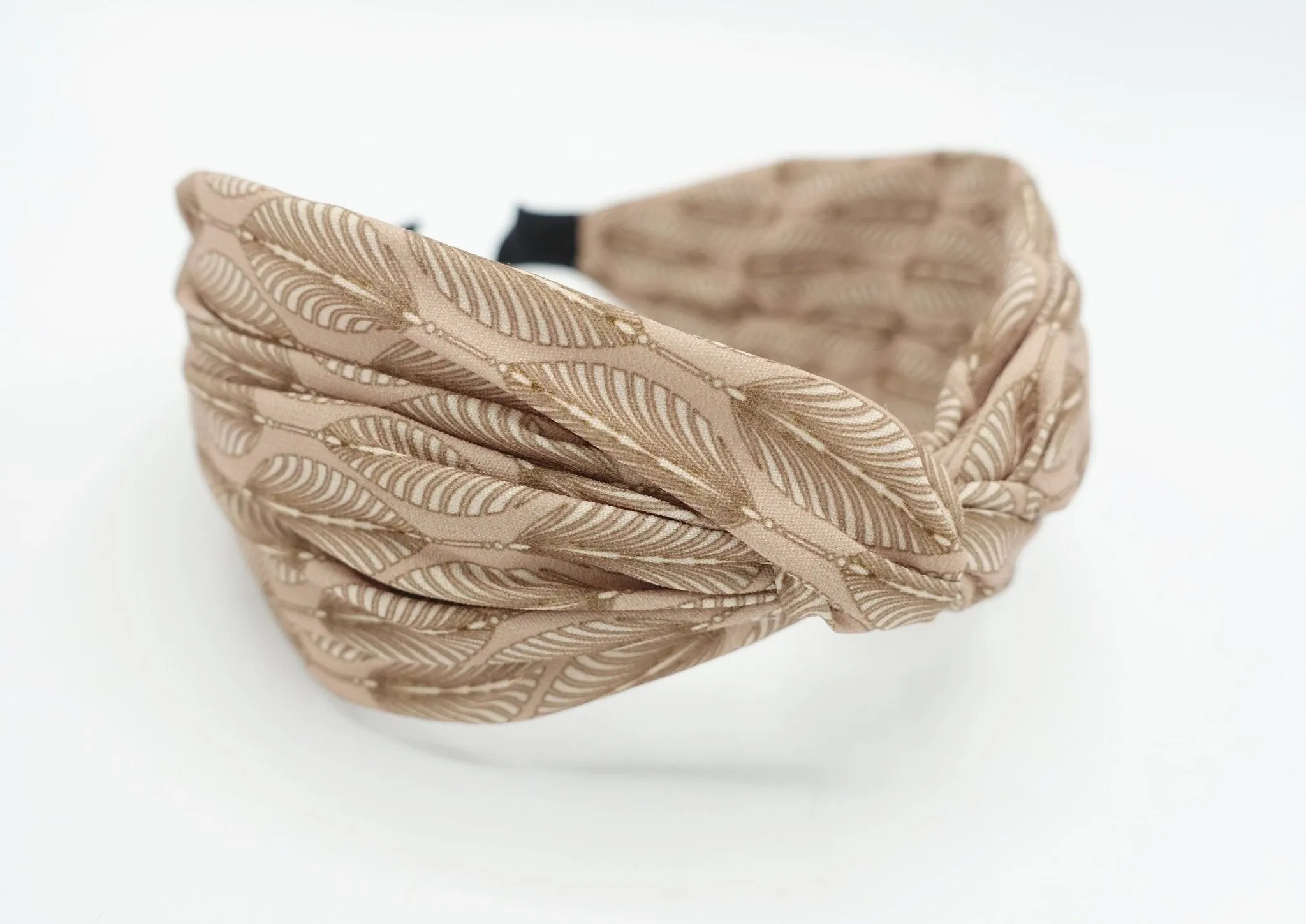 leaves print headband twist cross hairband women hair accessory
