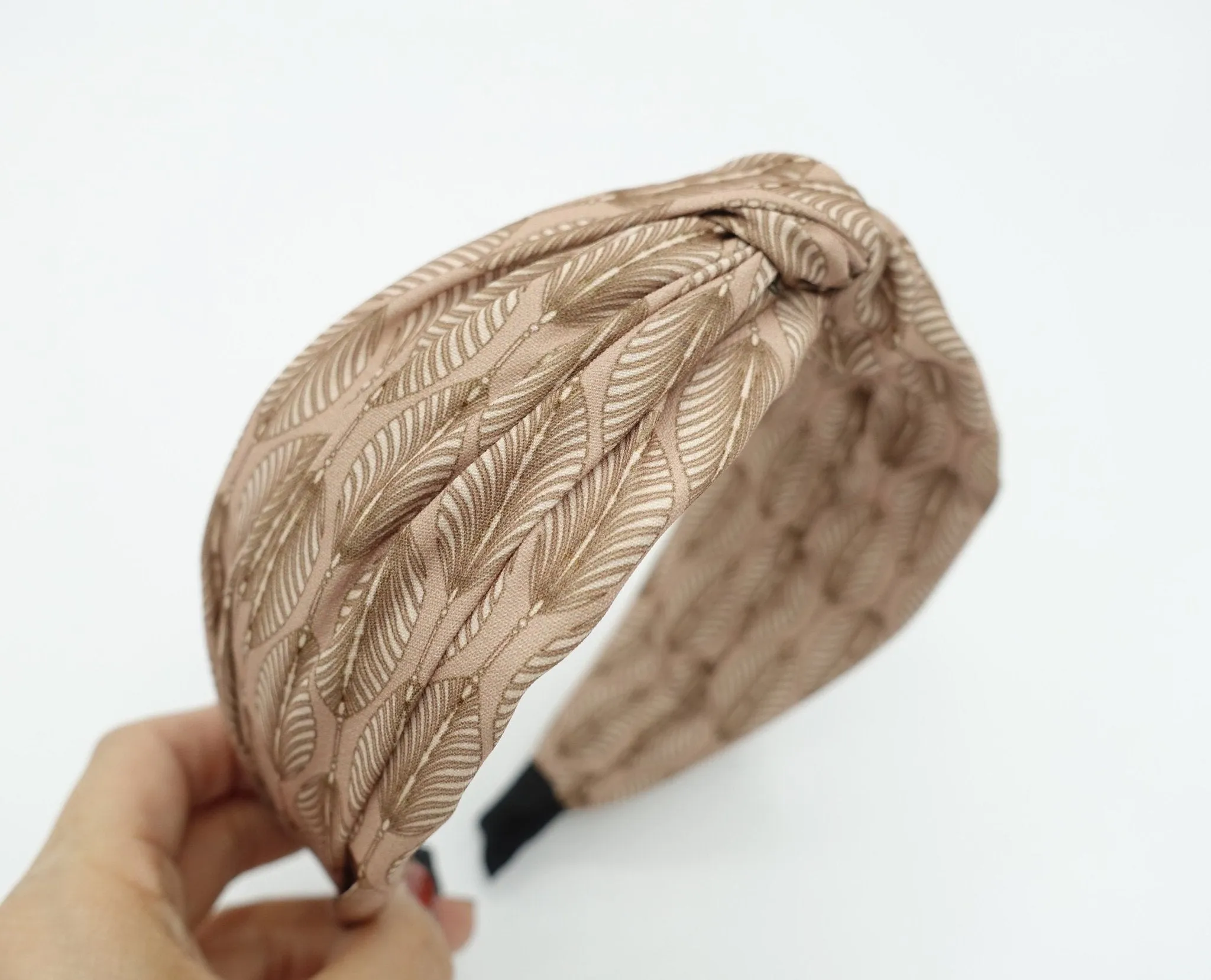 leaves print headband twist cross hairband women hair accessory