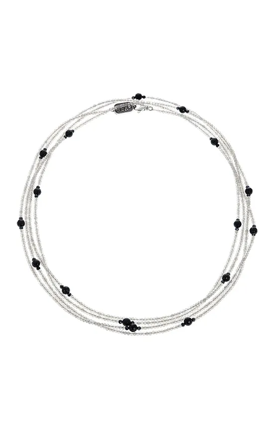 Long Labradorite Necklace with Black Onyx Beads
