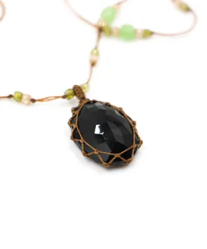Long Tibetan  Necklace - Onyx Black