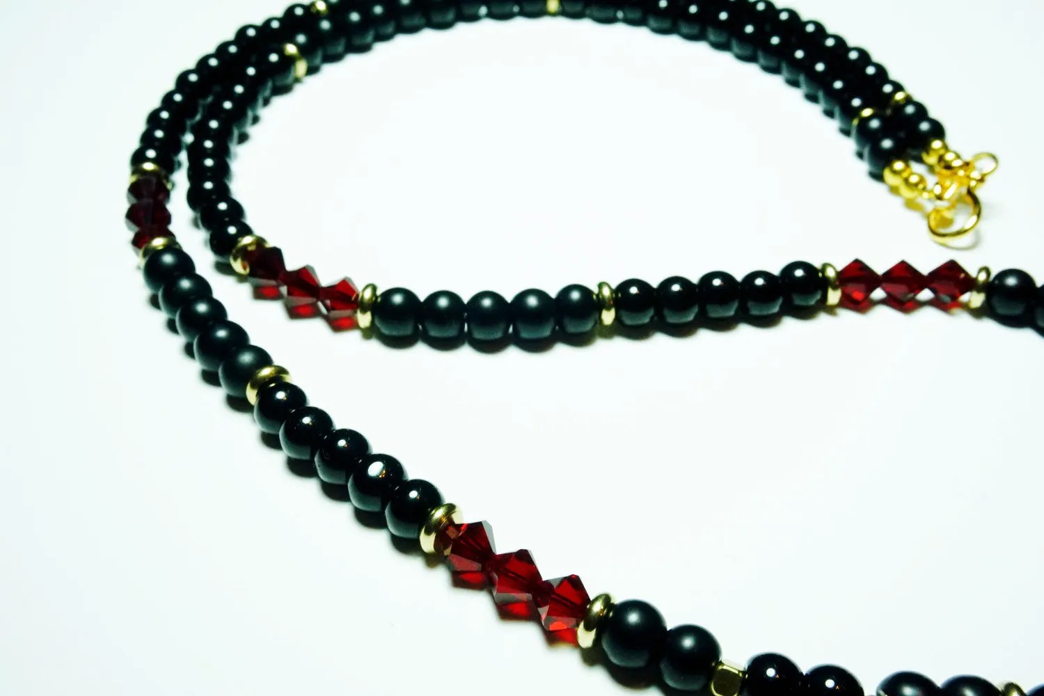 Men's "Quan" Ruby Jewel Pendant and Black Onyx Necklace