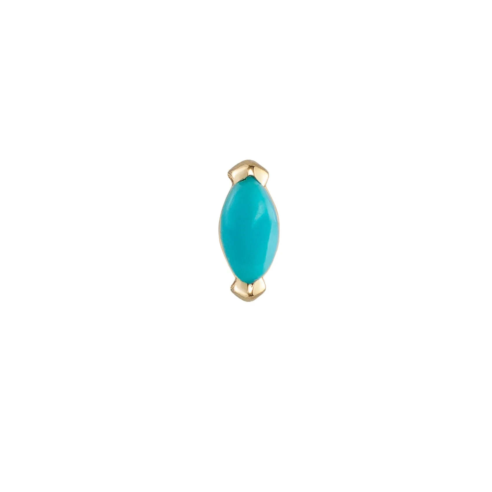 Mini Claw Marquise Cut Turquoise Stud Earring, Butterfly Back - 9ct Yellow Gold - ST-MQ-TURQ