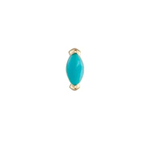 Mini Claw Marquise Cut Turquoise Stud Earring, Butterfly Back - 9ct Yellow Gold - ST-MQ-TURQ