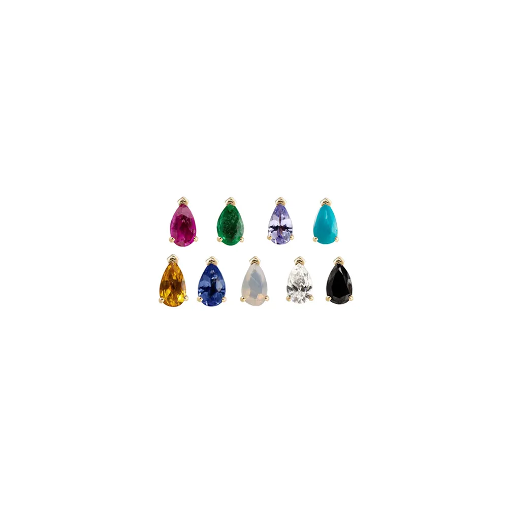 Mini Claw Pear Cut Turquoise Stud Earring, Butterfly Back - 9ct Yellow Gold - ST-C-PE-MI-TUR