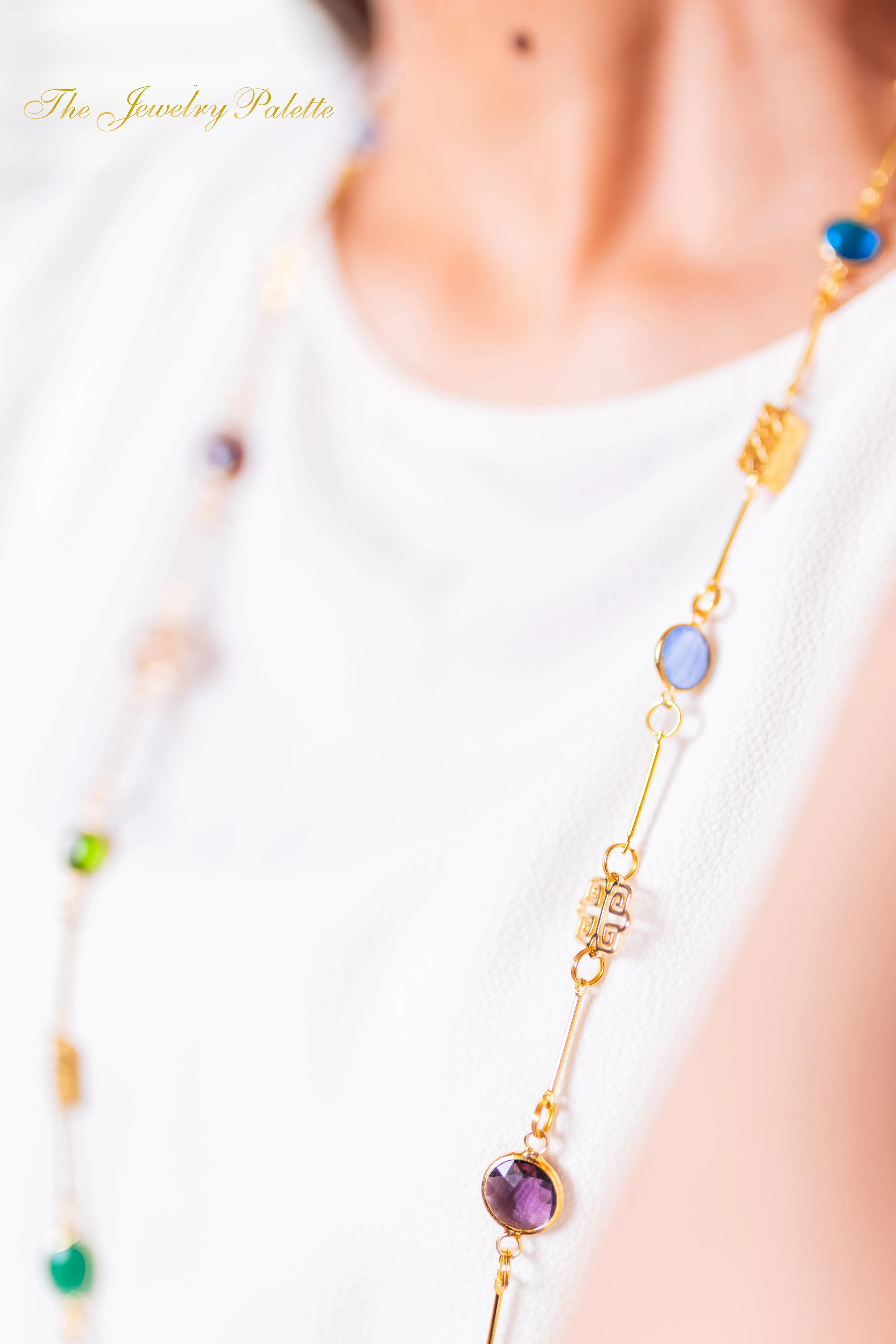 Penelope purple gemstone earrings and necklace
