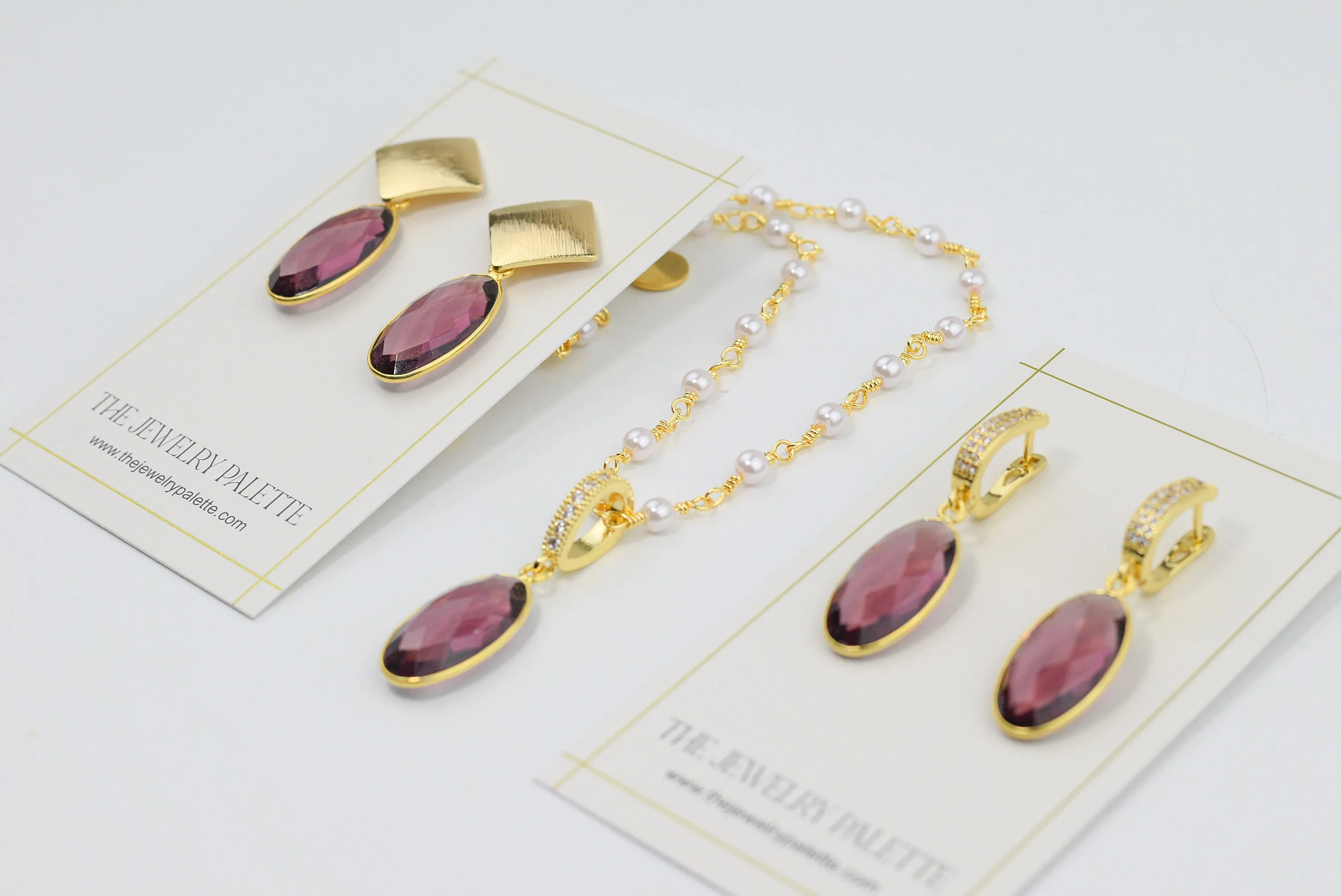 Penelope purple gemstone earrings and necklace