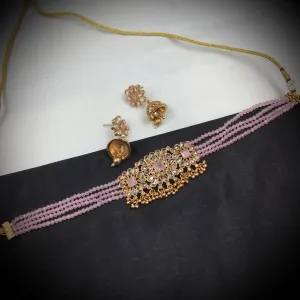 Pink Gold Look Necklace Set 17672-4854