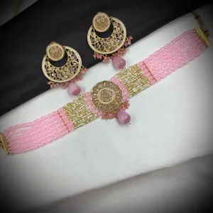 Pink Gold Look Necklace Set 18187-5369