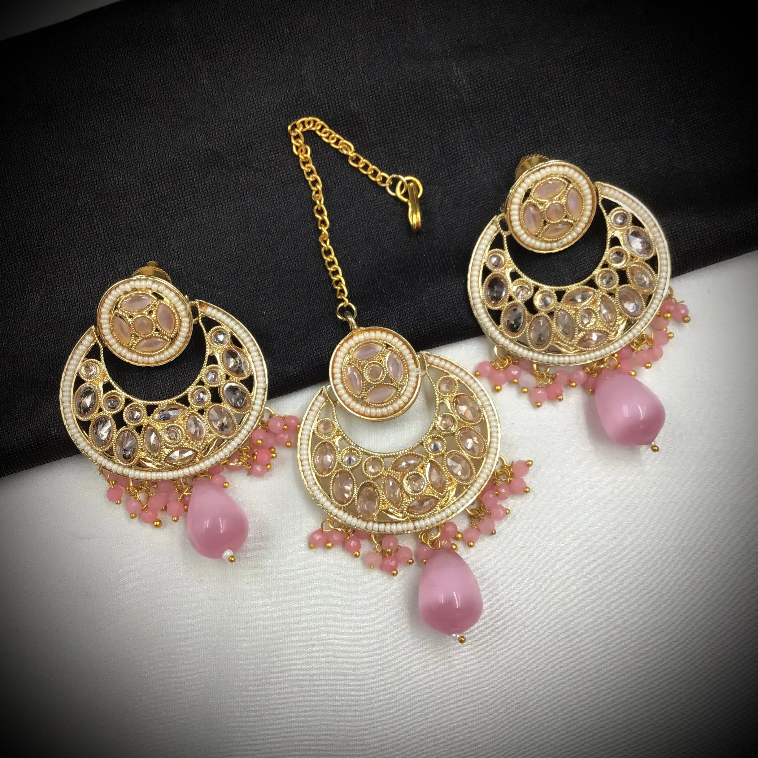 Pink Gold Look Necklace Set 18187-5369