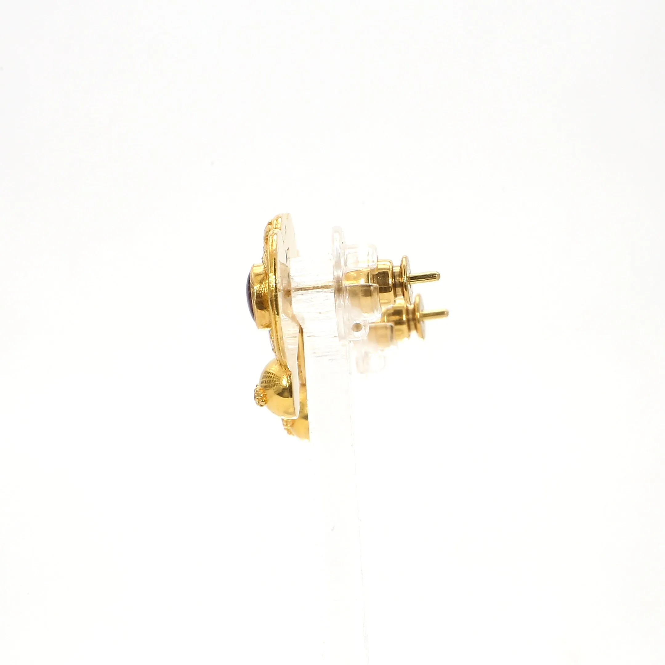 Stunning Purple Sapphire & Gold Honey Bee Earrings
