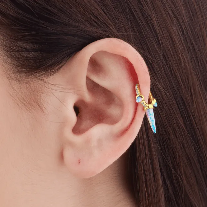 Triple Opal Diamond Spike Clicker Earring by Maria Tash in Yellow Gold
