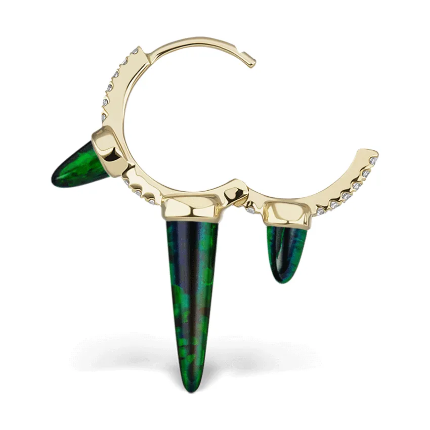 Triple Opal Diamond Spike Clicker Earring by Maria Tash in Yellow Gold